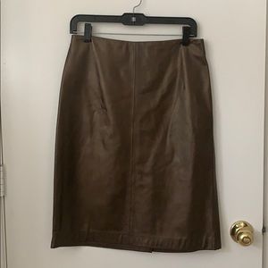 Ann Taylor Brown 100% leather pencil skirt.